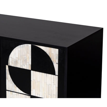 Sideboard Romimex Brown Black Wood Bone 40 x 80 x 160 cm