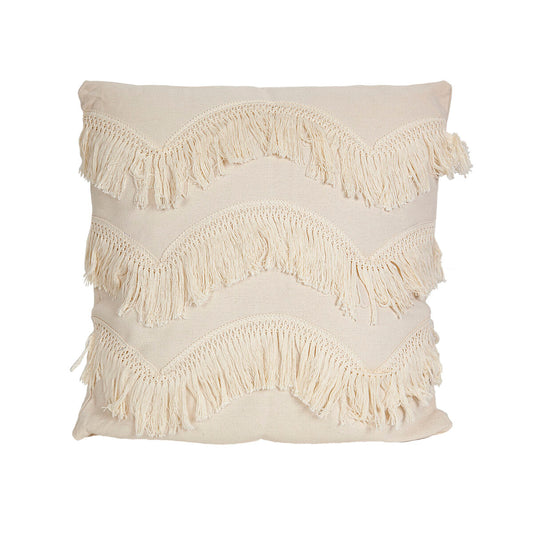 Cushion Romimex White With tassles 45 x 10 x 45 cm Romimex