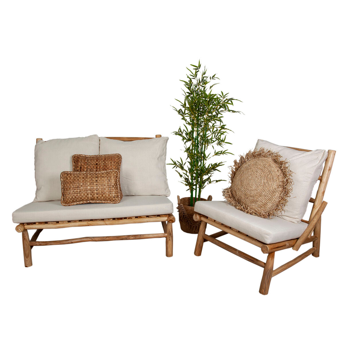 Garden sofa Romimex Natural 80 x 90 x 70 cm Greenhouse