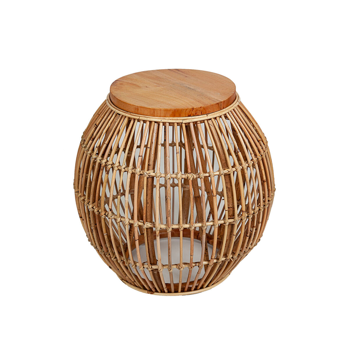 Side table Romimex Natural Metal Rattan 45 x 50 x 45 cm