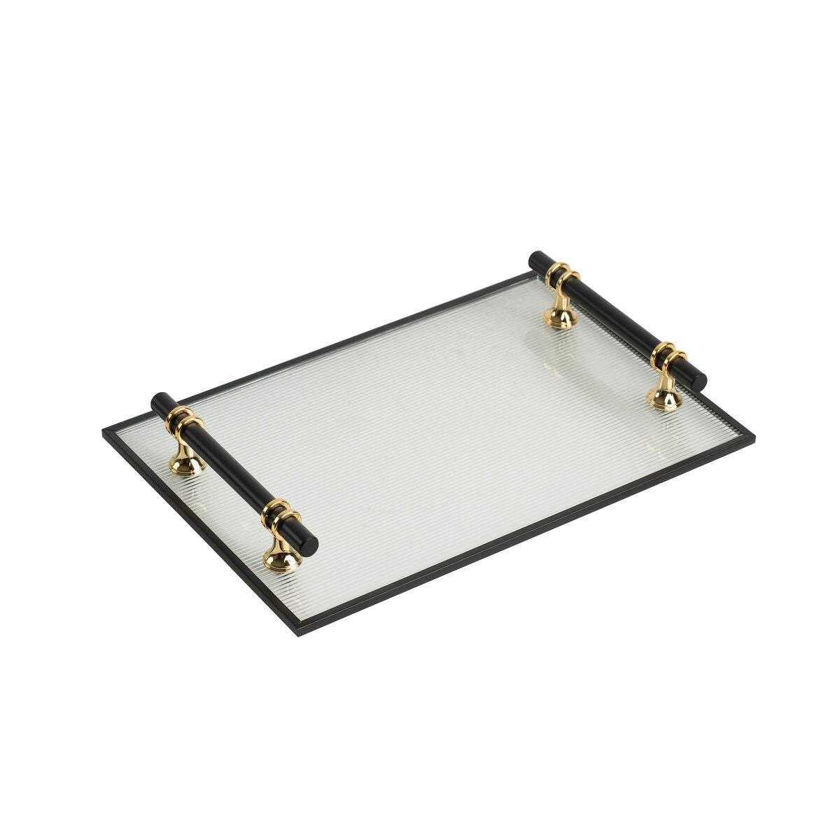 Tray Romimex Transparent Golden Metal Glass 31 x 4 x 20 cm