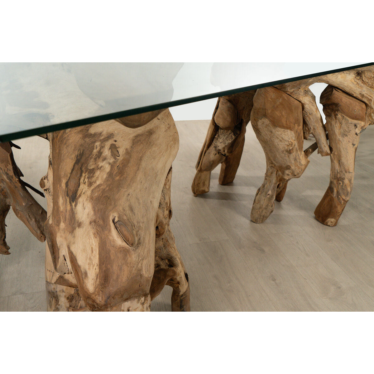 Dining Table Romimex Natural Glass Teak 180 x 75 x 100 cm