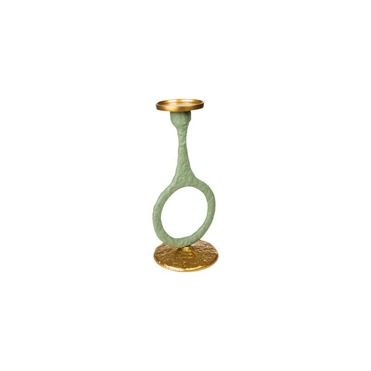 Candleholder Romimex Green Golden Aluminium 15 x 31 x 14 cm Circle Romimex