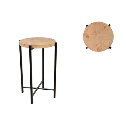 Side table Romimex Brown Beige Metal Marble 35 x 57 x 35 cm