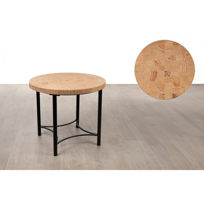 Side table Romimex Black Natural Metal Pine 50 x 52 x 50 cm