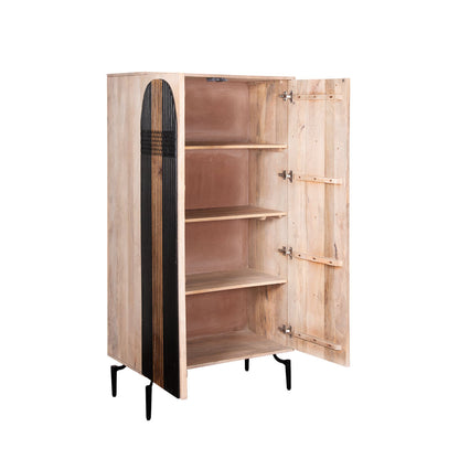 Cupboard Romimex Black Natural Mango wood 45 x 170 x 90 cm