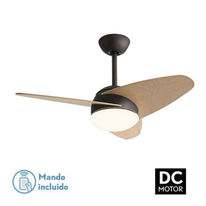 Ceiling Fan with Light Romimex Black Natural