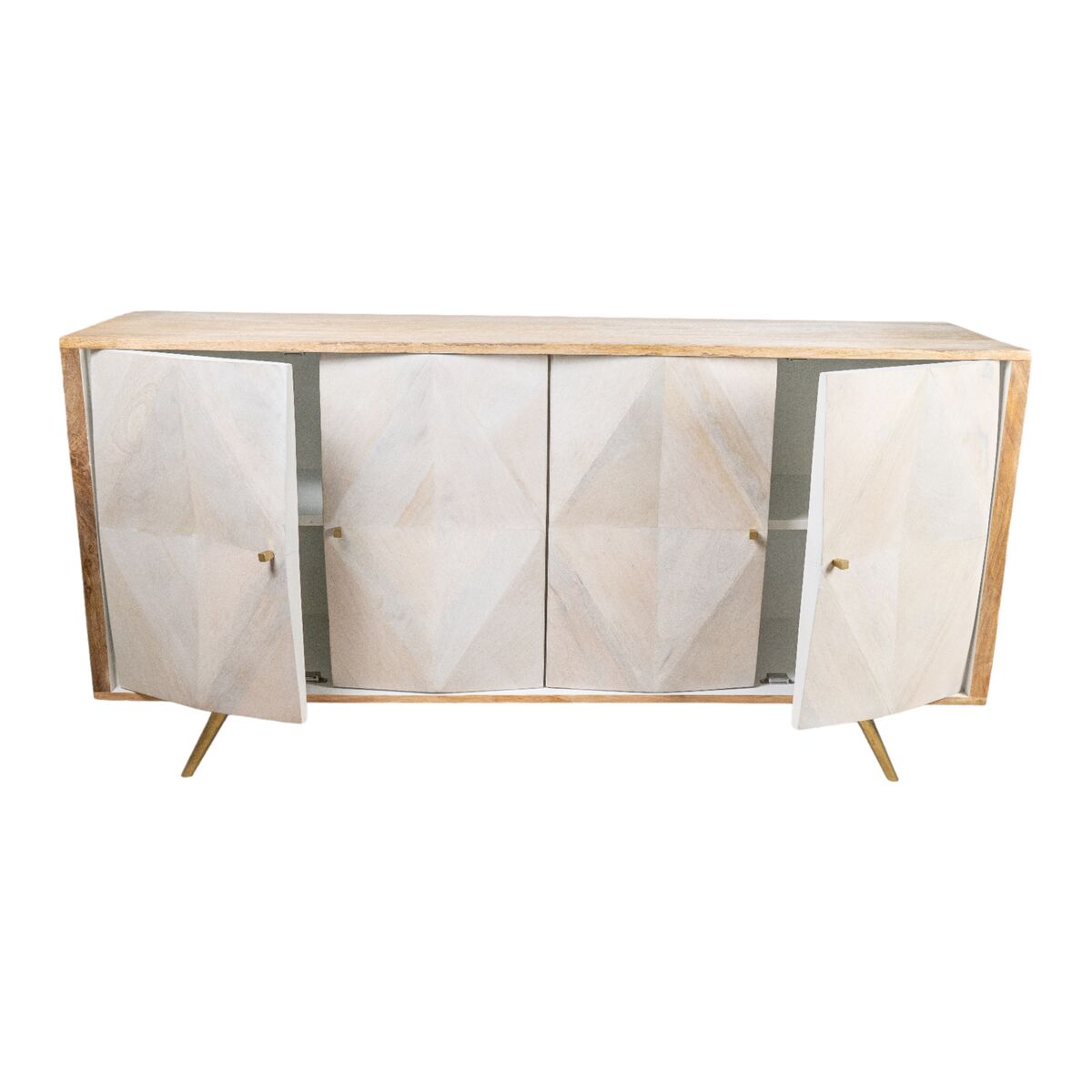 Sideboard Romimex White Natural Mango wood 41 x 77 x 152 cm