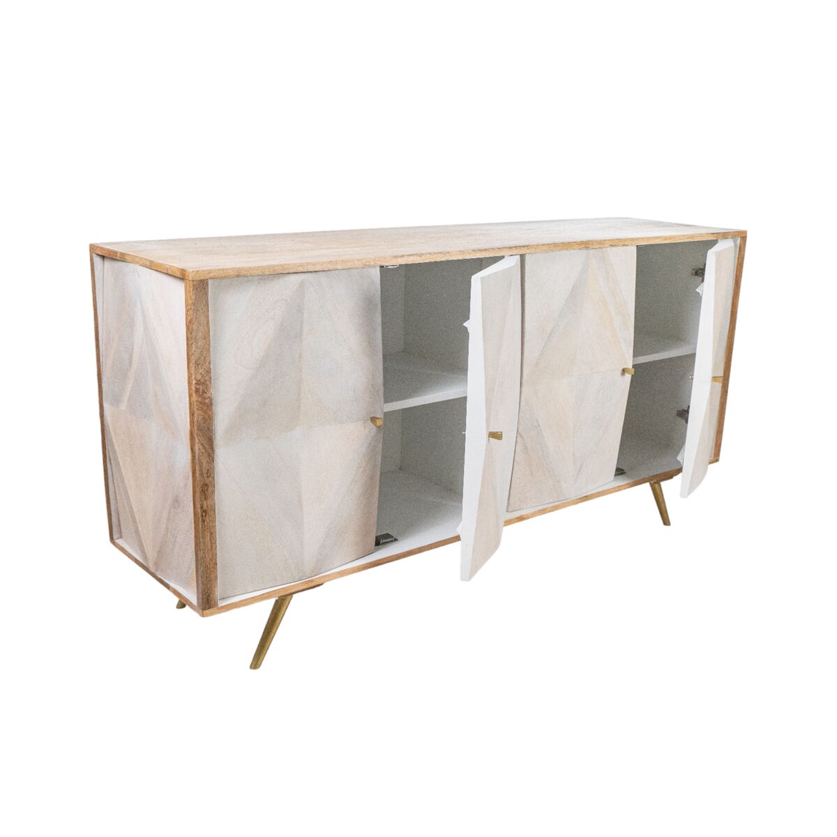 Sideboard Romimex White Natural Mango wood 41 x 77 x 152 cm