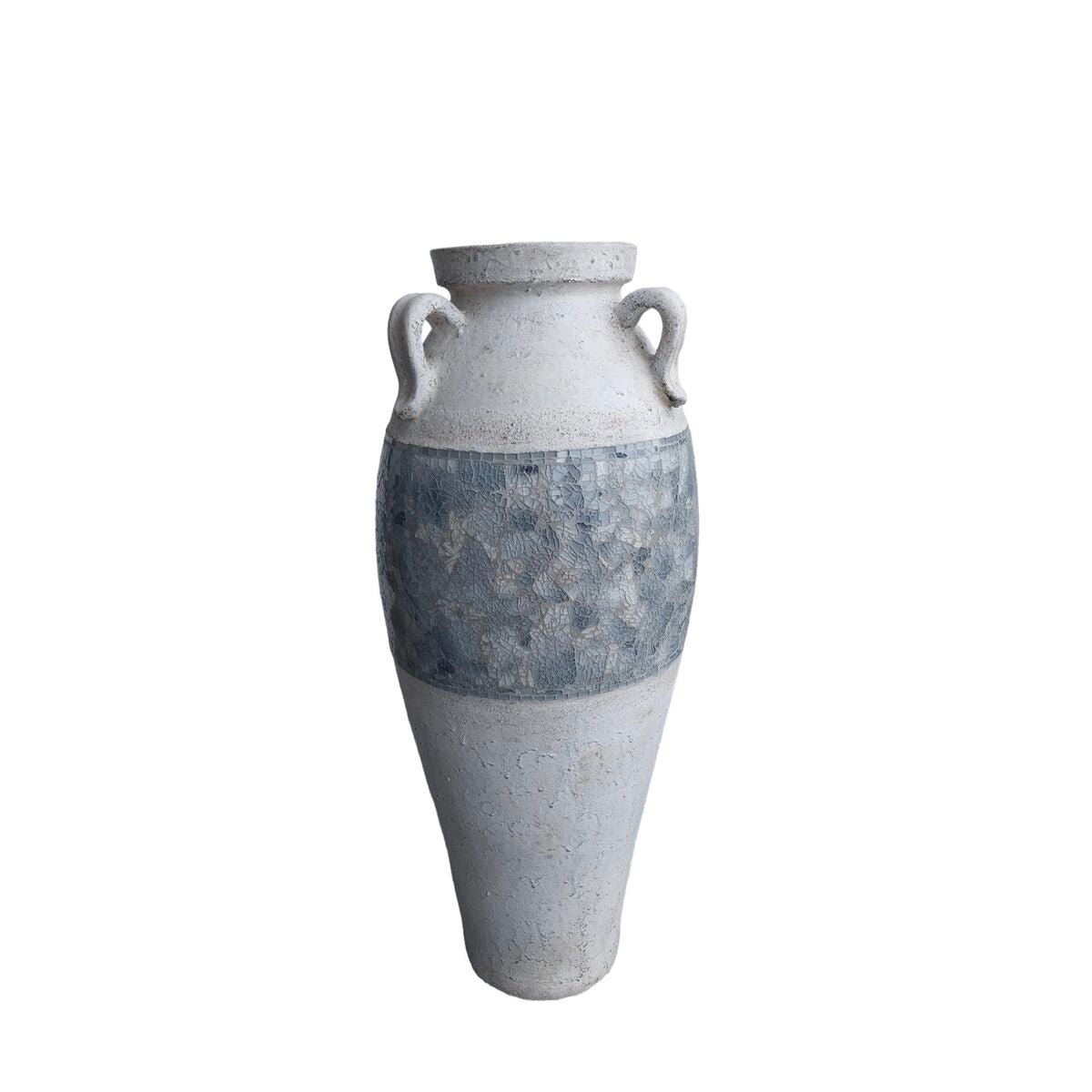 Floor vase Romimex White Grey Terracotta 32 x 80 x 32 cm With handles