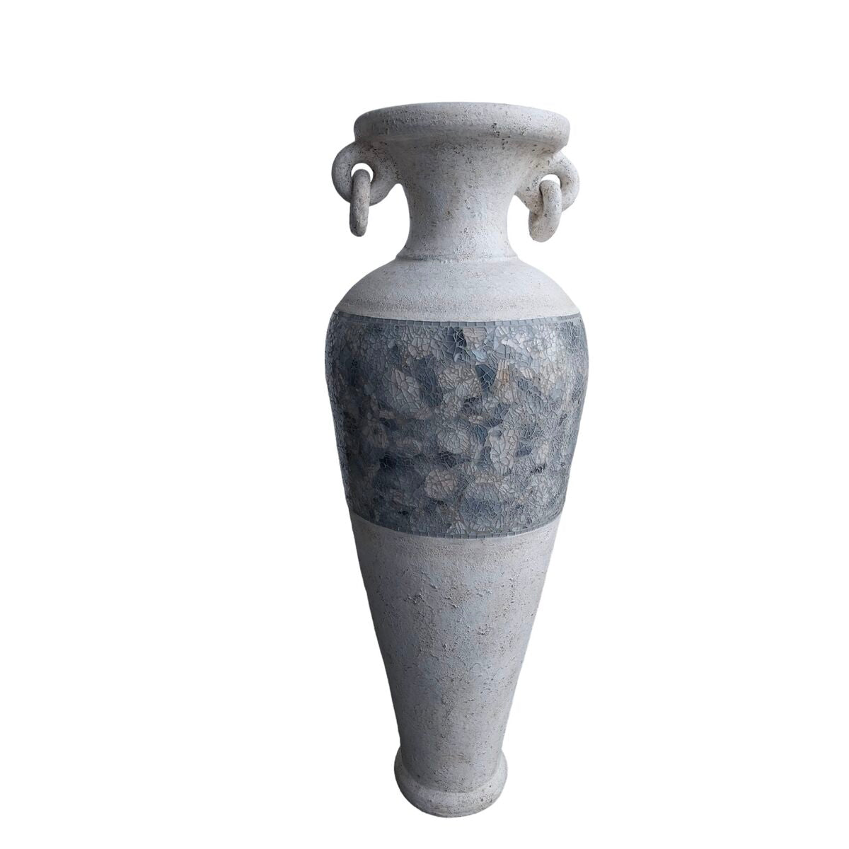 Floor vase Romimex White Grey Terracotta 34 x 100 x 34 cm With handles