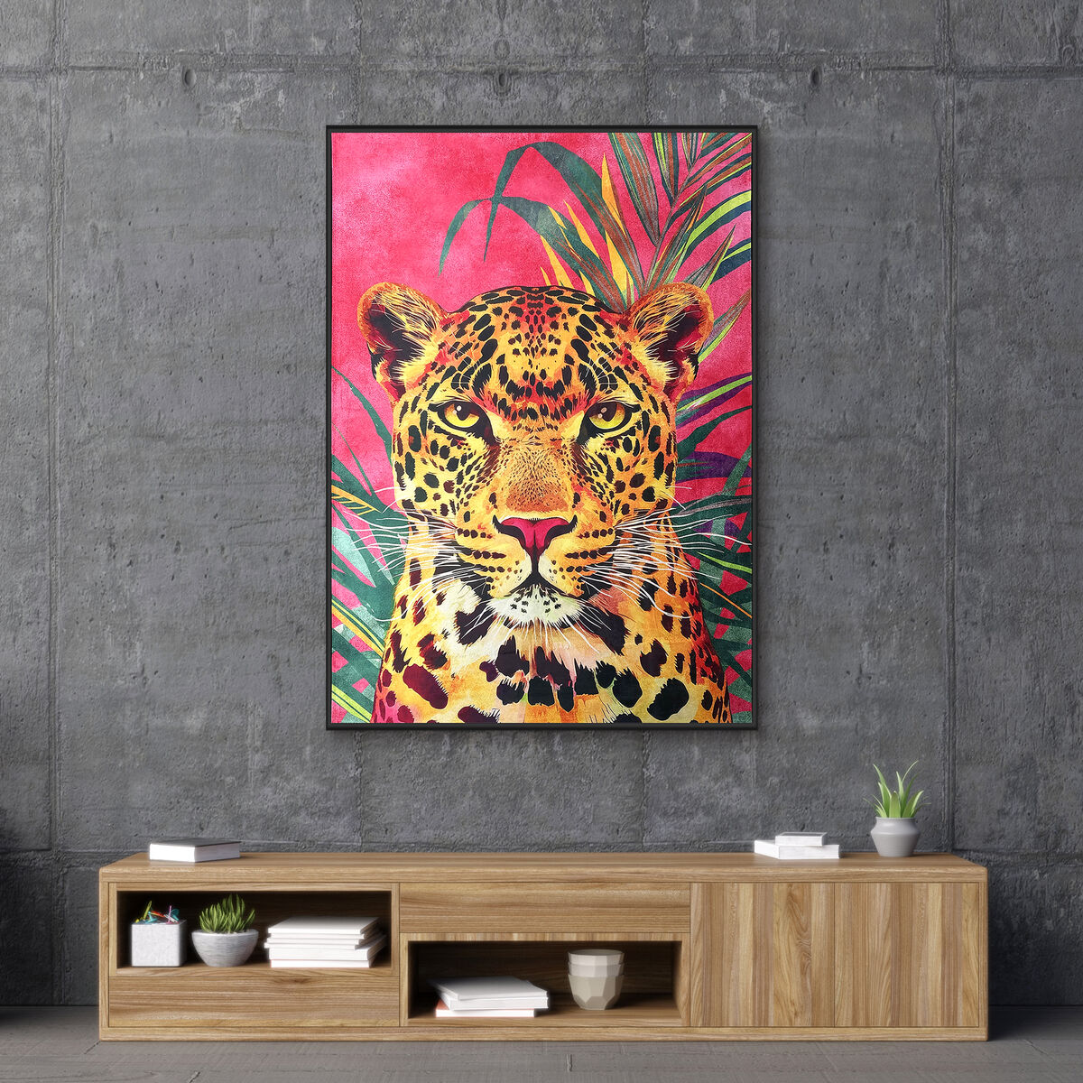 Painting Romimex Velvet MDF Wood Leopard 103 x 143 x 4 cm