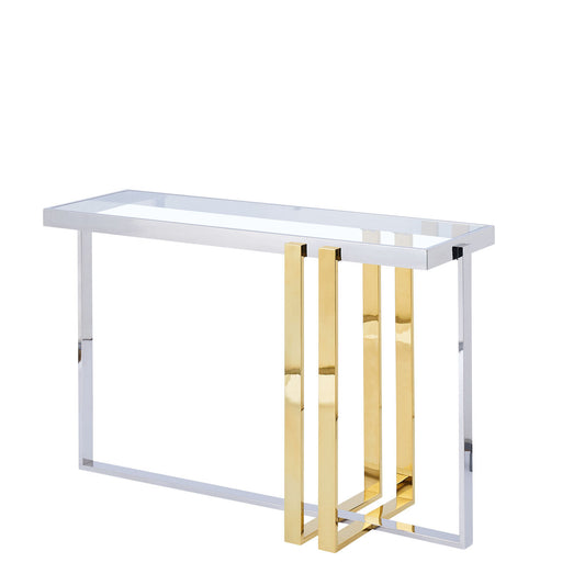 Console Romimex Golden Silver Stainless steel Tempered glass 120 x 78 x 40 cm