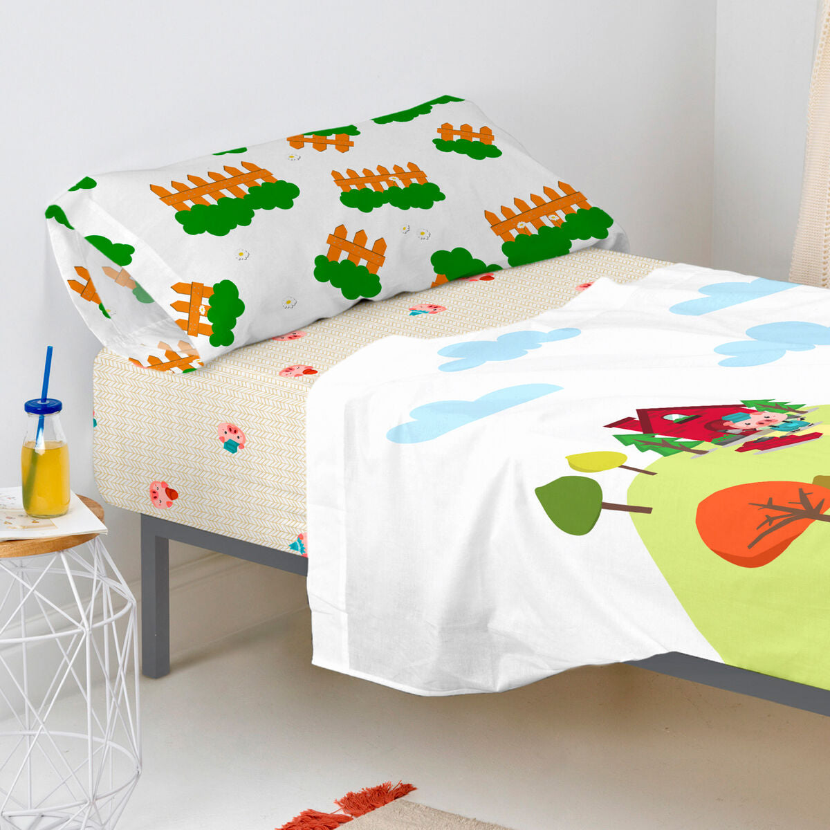 Fitted sheet HappyFriday MR FOX Multicolour 105 x 200 x 32 cm