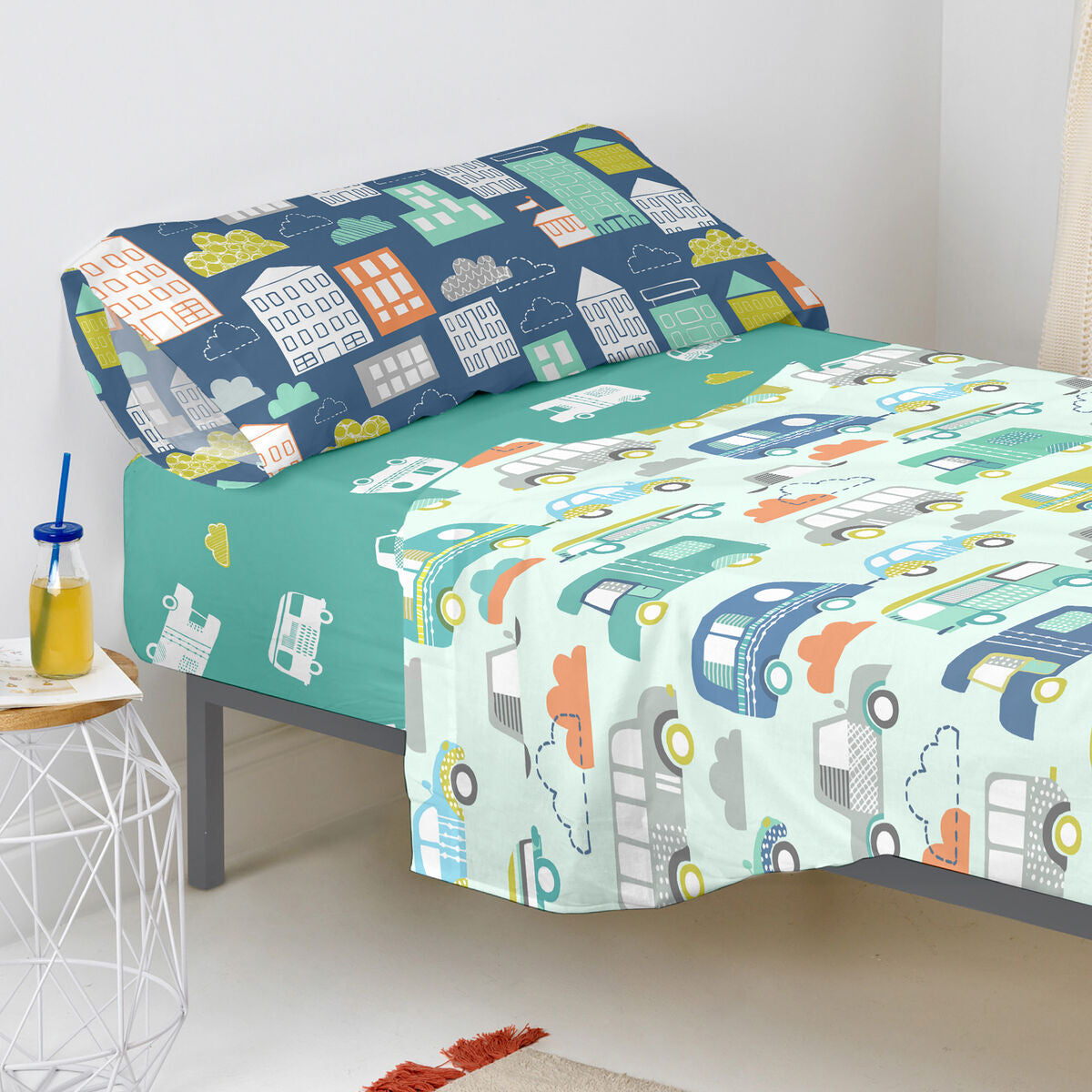 Fitted sheet HappyFriday MOSHI MOSHI Multicolour 105 x 200 x 32 cm