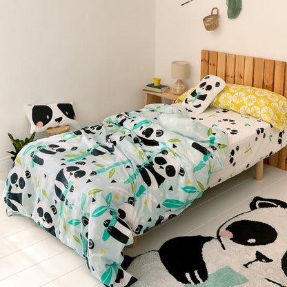 Duvet cover set HappyFriday Blue Single Panda bear 2 Pieces