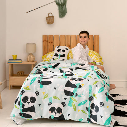 Duvet cover set HappyFriday Blue Single Panda bear 2 Pieces