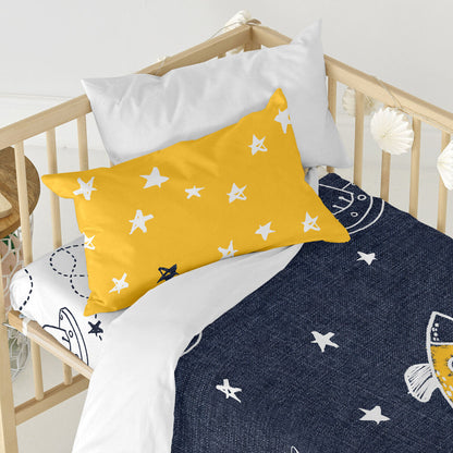 Duvet cover set HappyFriday Mr Fox Starspace Multicolour Baby Crib 2 Pieces