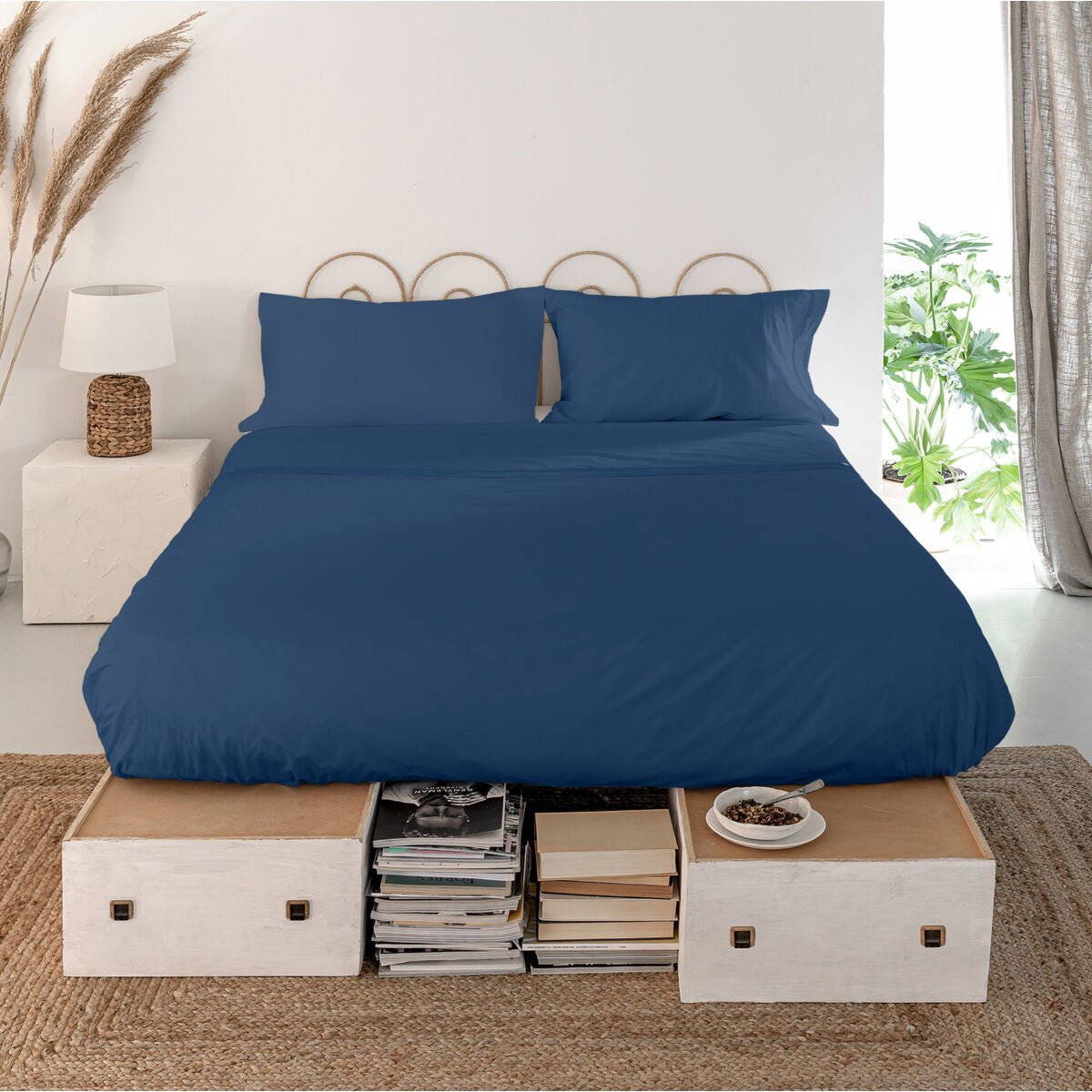 Top sheet HappyFriday Basic Navy Blue 210 x 270 cm