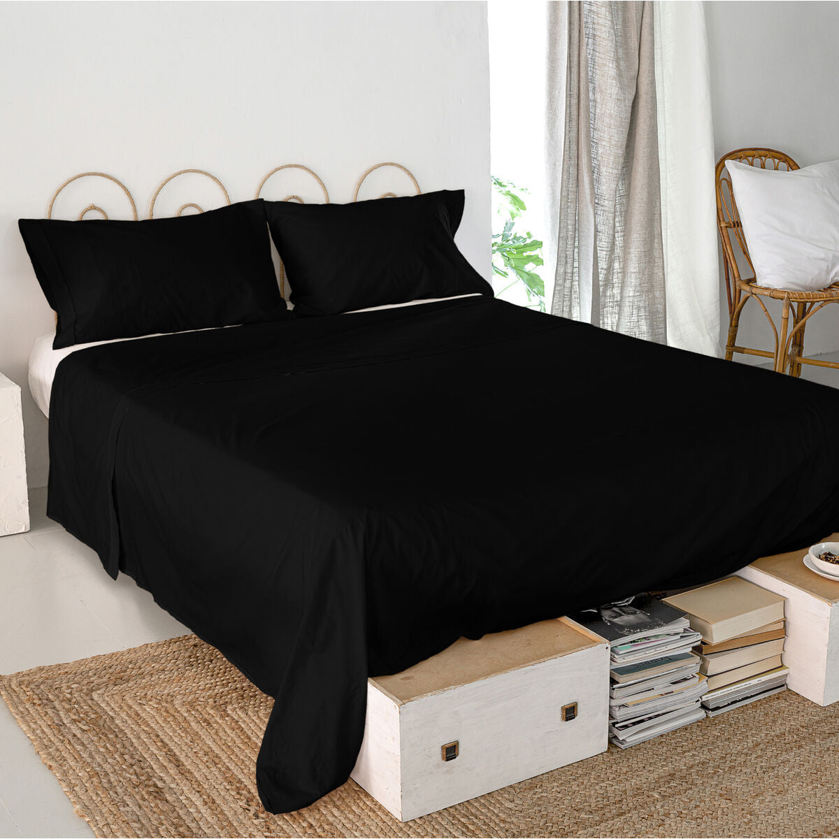 Top sheet HappyFriday Basic Black 180 x 270 cm