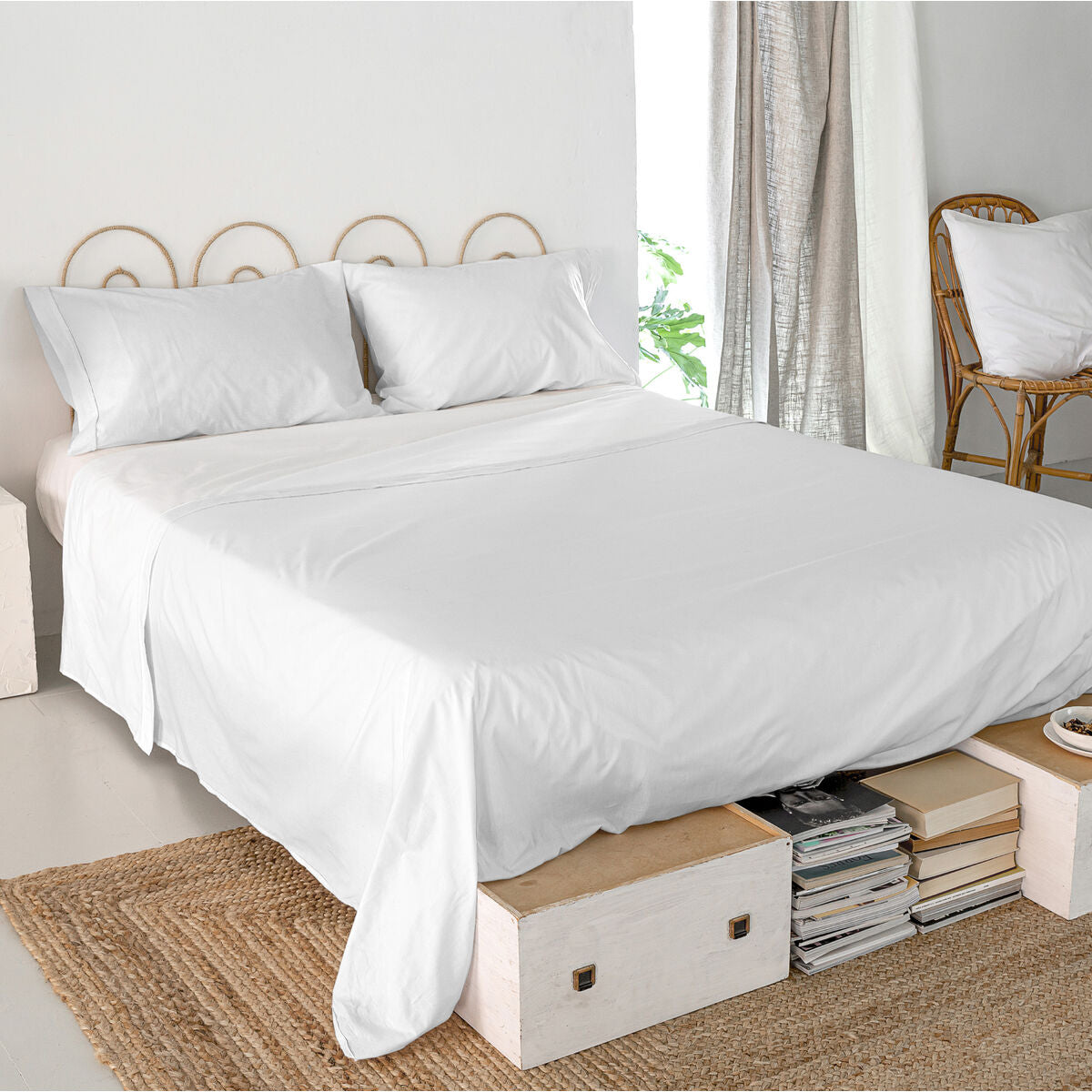 Top sheet HappyFriday Basic White 260 x 270 cm