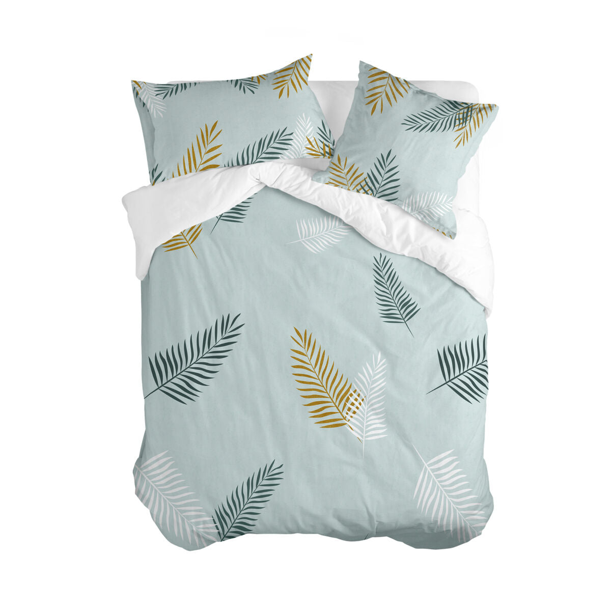 Nordic cover HappyFriday Blanc Foliage mint Multicolour 200 x 200 cm