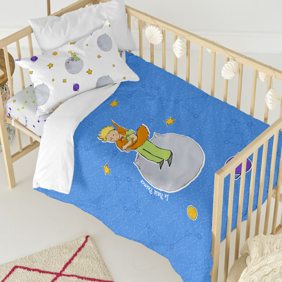 Duvet cover set HappyFriday Le Petit Prince Accolade Multicolour Baby Crib 2 Pieces