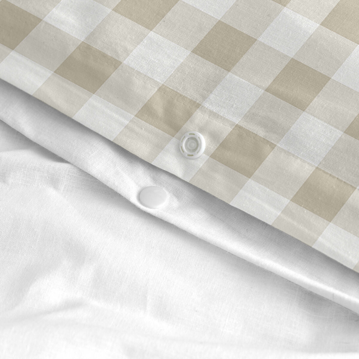 Duvet cover set HappyFriday Basic Kids Beige Single Gingham 2 Pieces