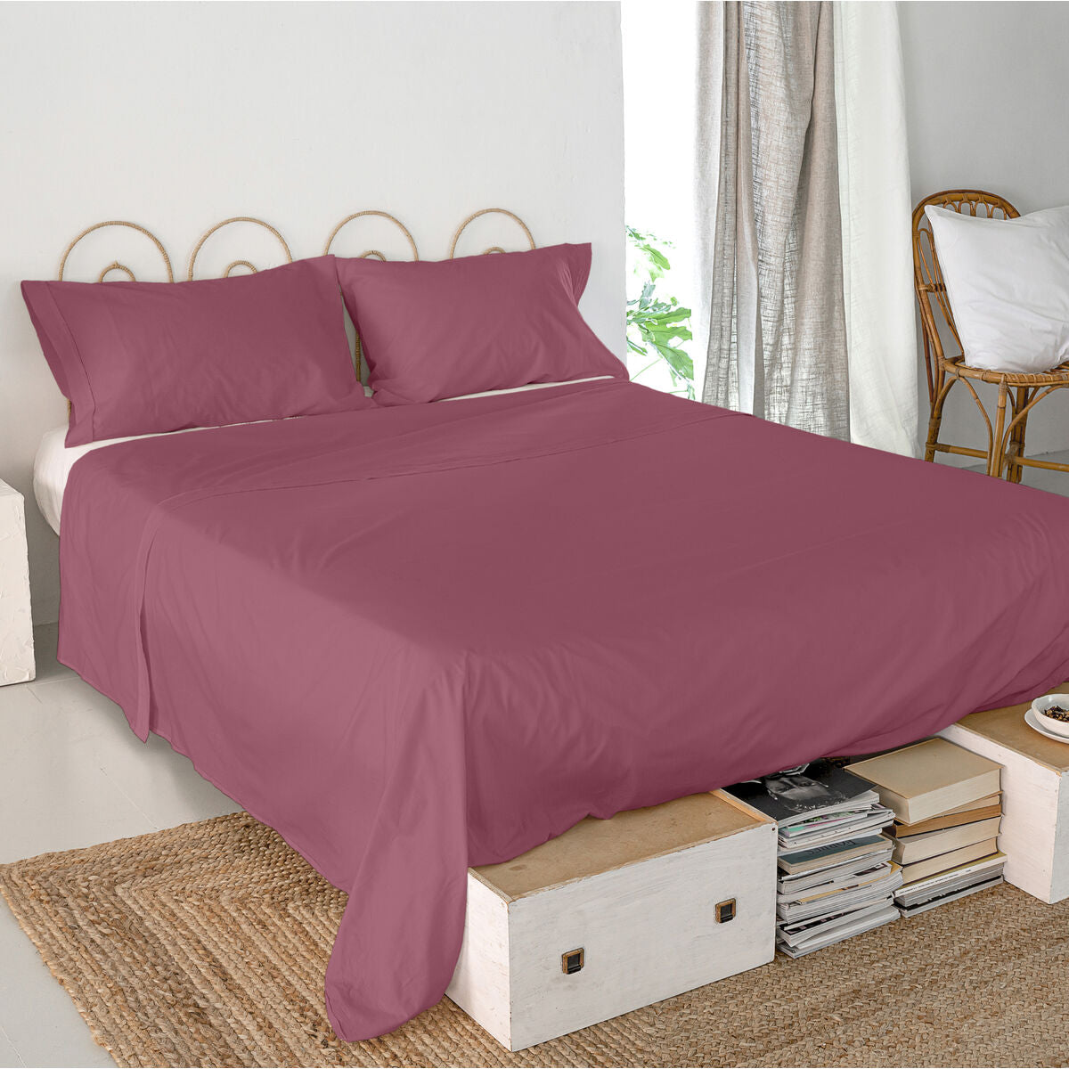 Top sheet HappyFriday Basic Magenta 180 x 270 cm