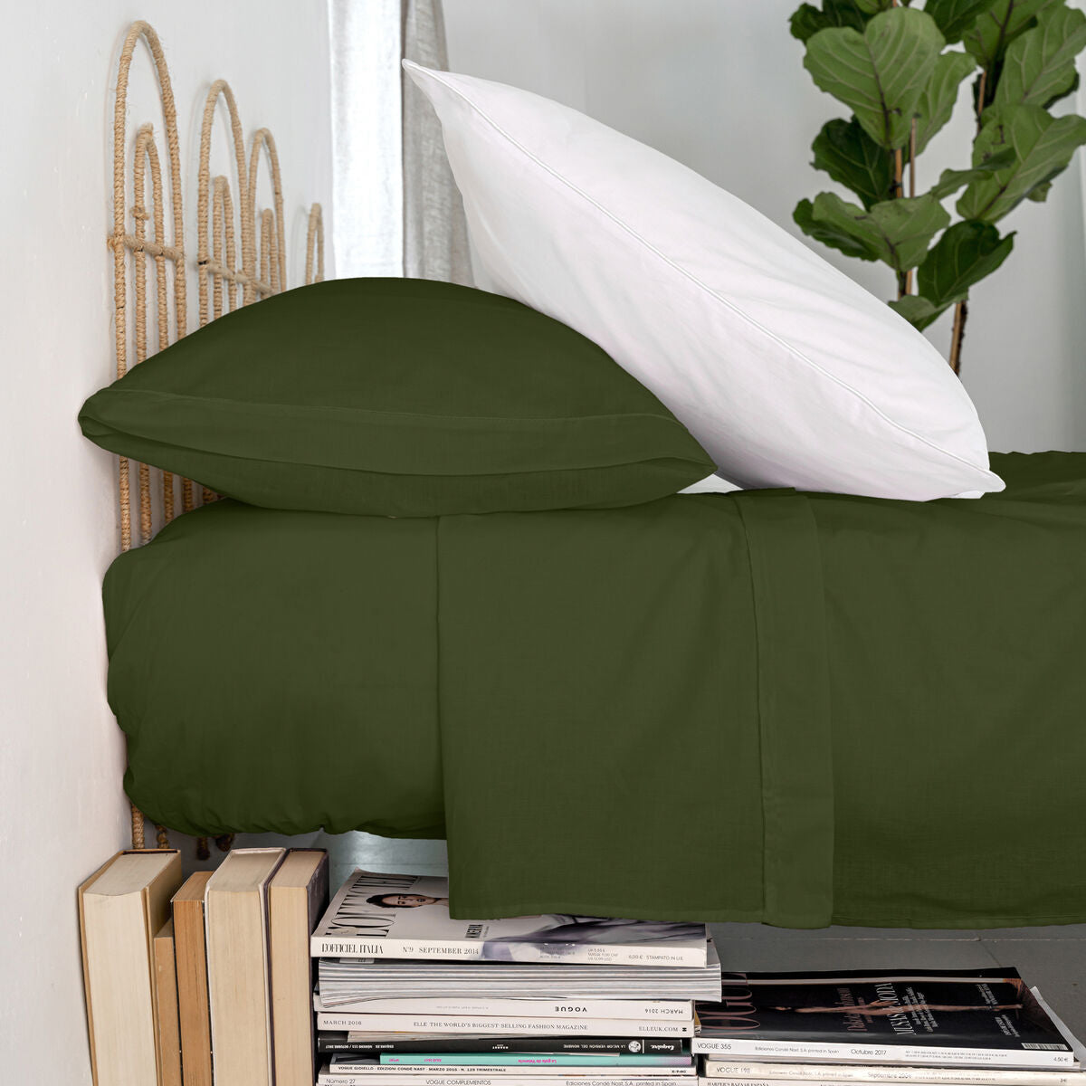 Top sheet HappyFriday Basic Green Single