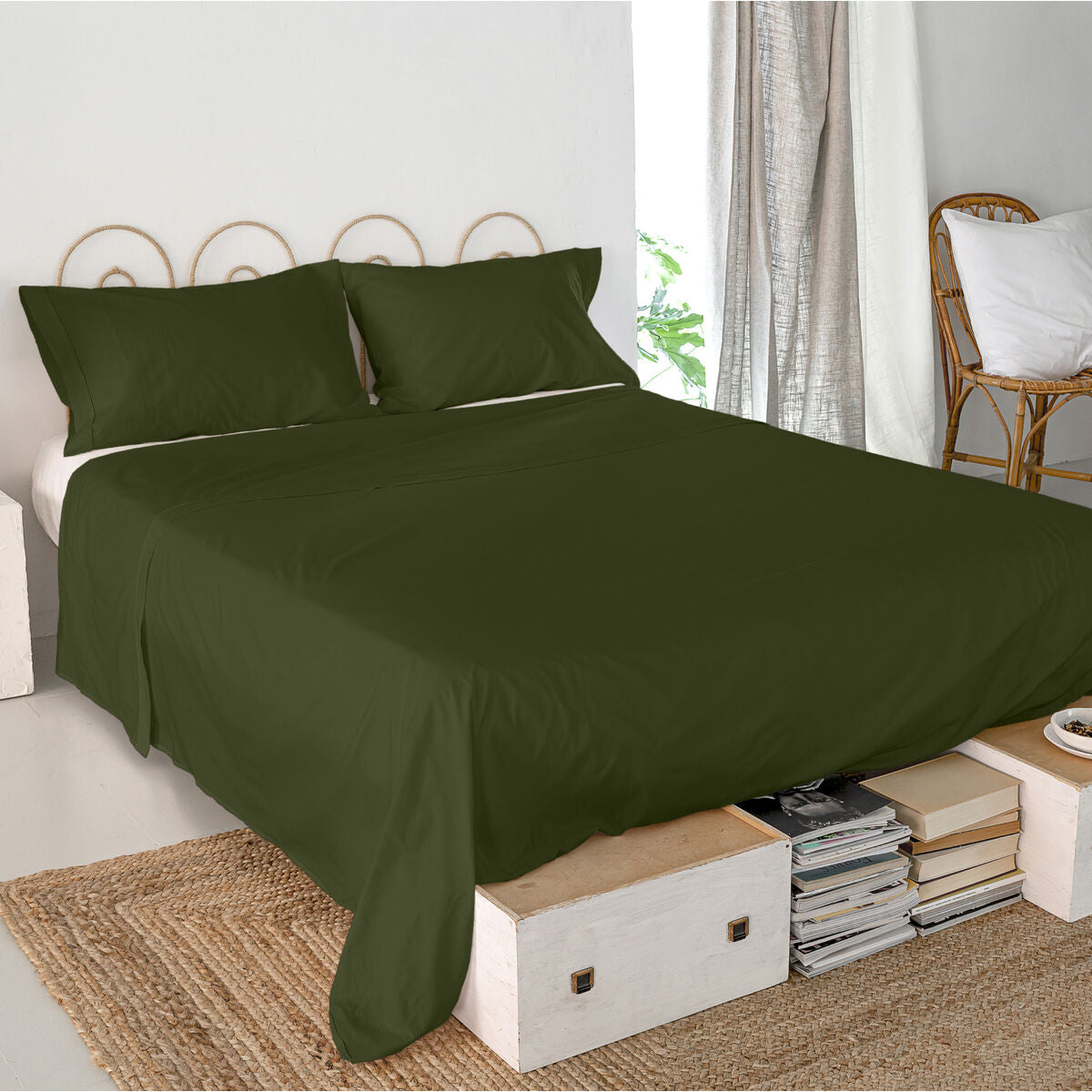 Top sheet HappyFriday Basic Green 260 x 270 cm