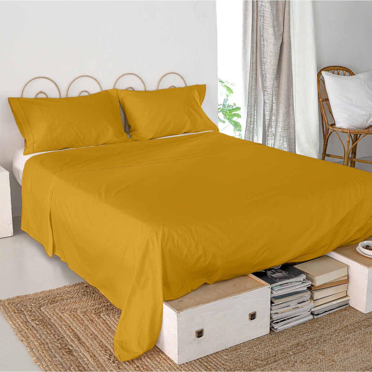 Top sheet HappyFriday Basic Mustard 240 x 270 cm