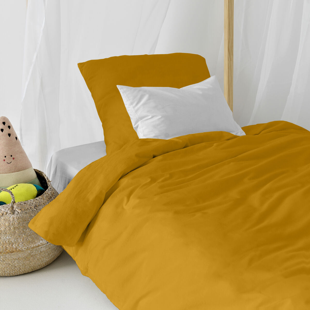 Duvet cover set HappyFriday Basic Kids Mustard Single 2 Pieces