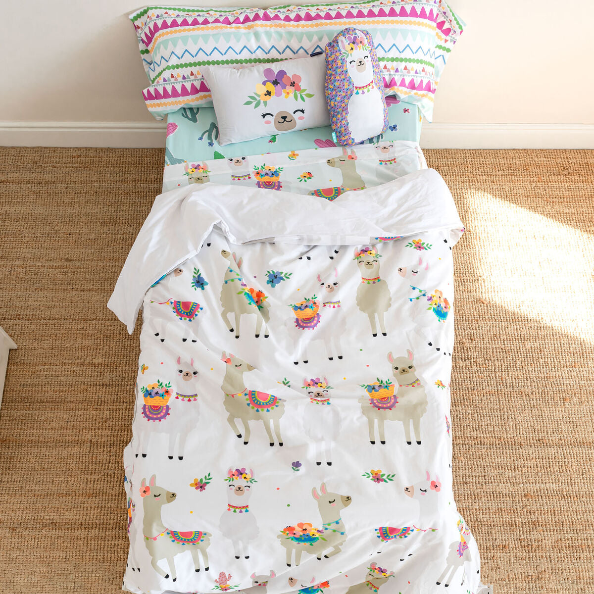 Duvet cover set HappyFriday Moshi Moshi Cute Llamas Multicolour 2 Pieces