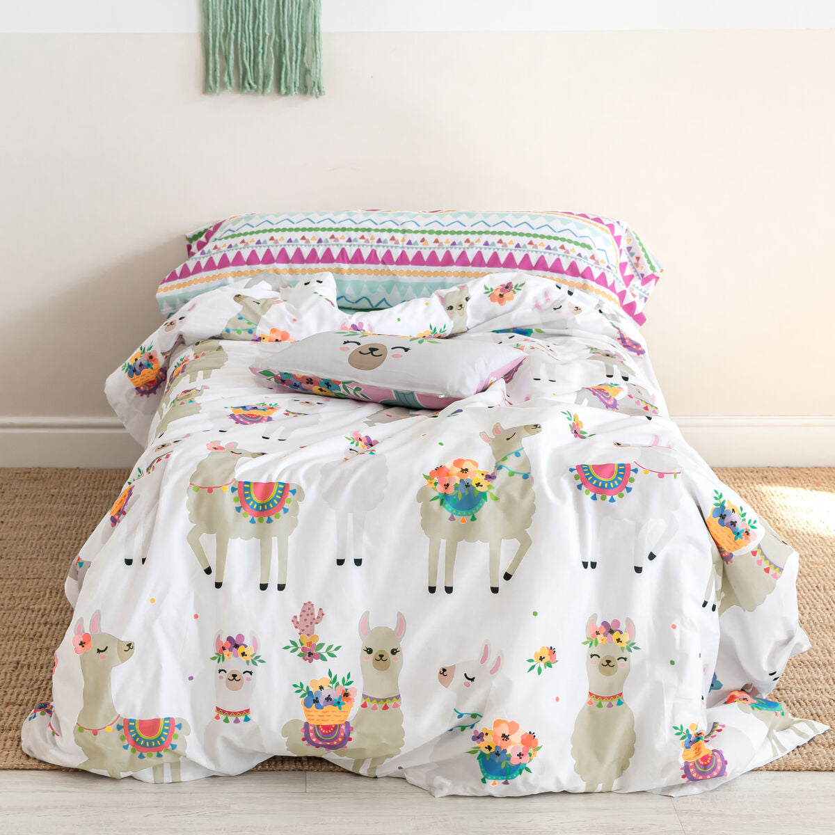 Duvet cover set HappyFriday Moshi Moshi Cute Llamas Multicolour 2 Pieces