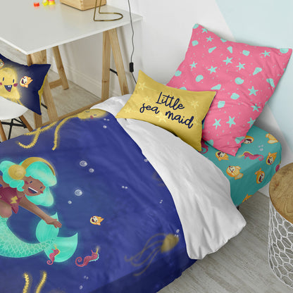 Duvet cover set HappyFriday Mr Fox Happy mermaid Multicolour Single 2 Pieces