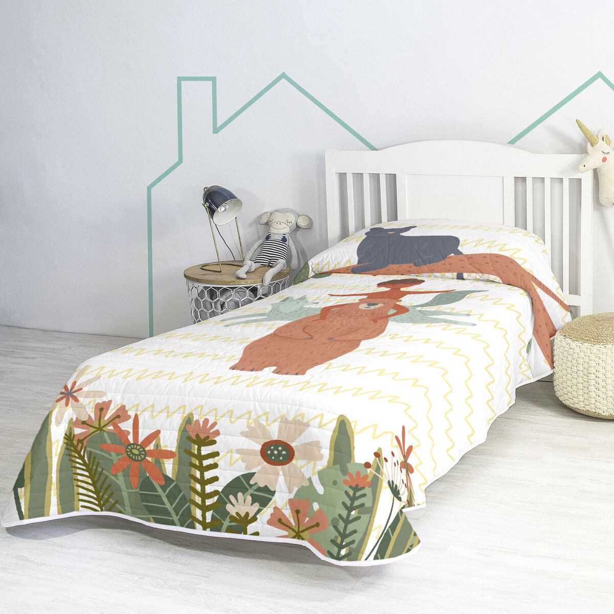 Bedspread (quilt) HappyFriday Mr Fox Jungle Life Multicolour 200 x 260 cm