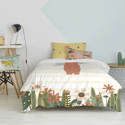 Duvet cover set HappyFriday Mr Fox Jungle life Multicolour Single 2 Pieces