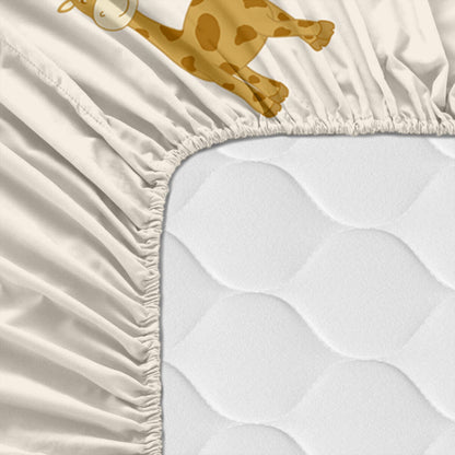 Fitted sheet HappyFriday Beige Multicolour 90 x 200 x 32 cm animals