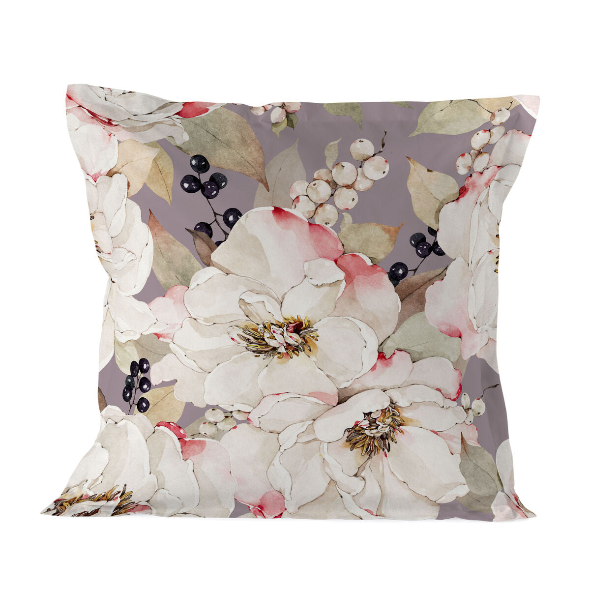 Pillowcase HappyFriday White Peonies Multicolour 80 x 80 cm