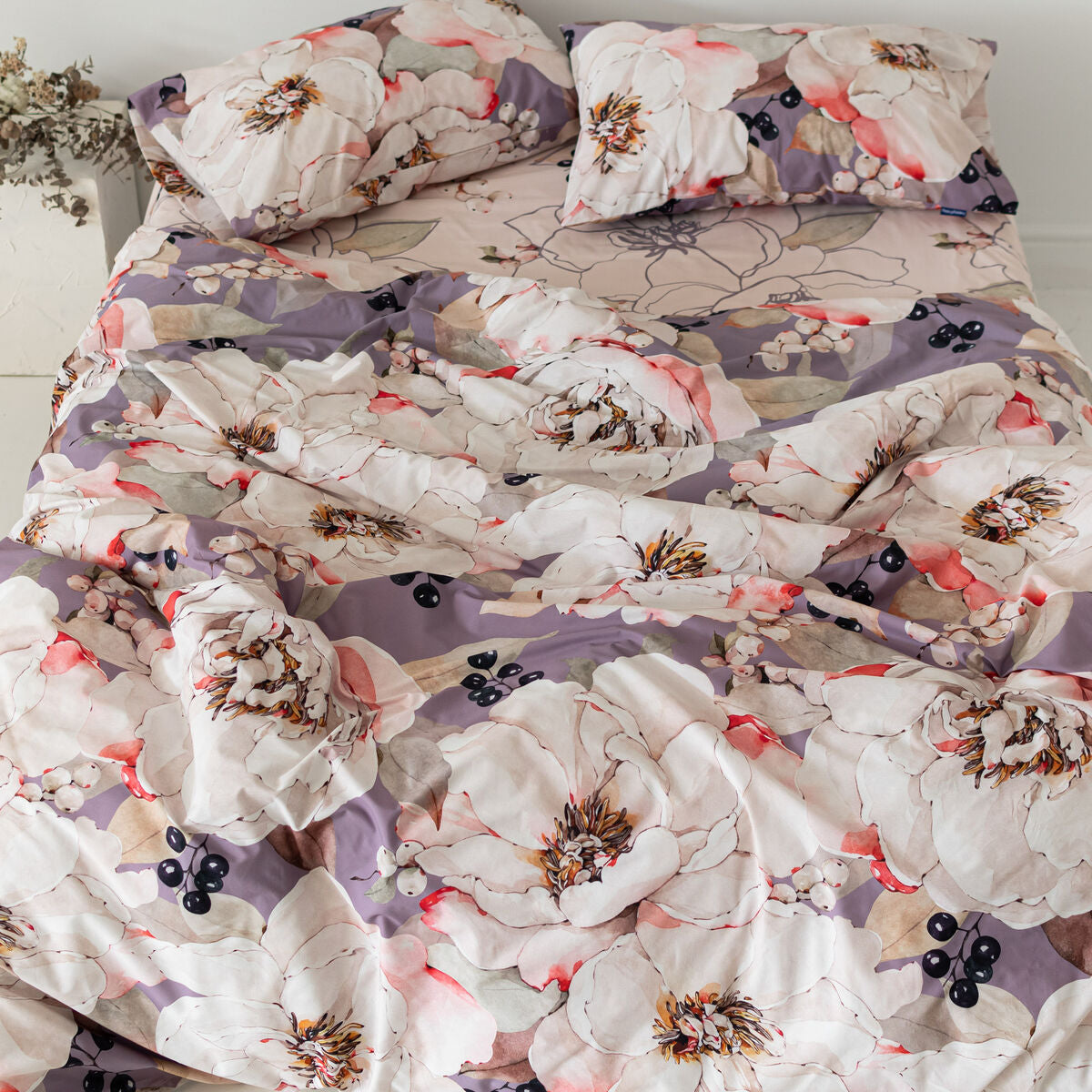 Nordic cover HappyFriday White Peonies Multicolour 200 x 200 cm