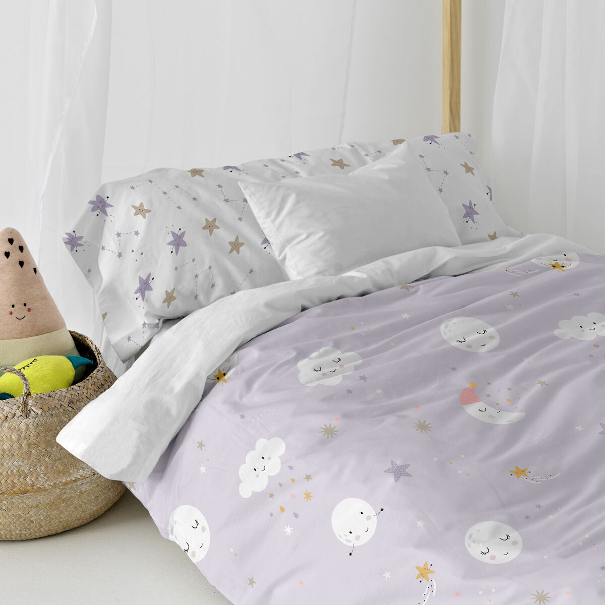 Duvet cover set HappyFriday Moshi Moshi Moons Multicolour Single 2 Pieces