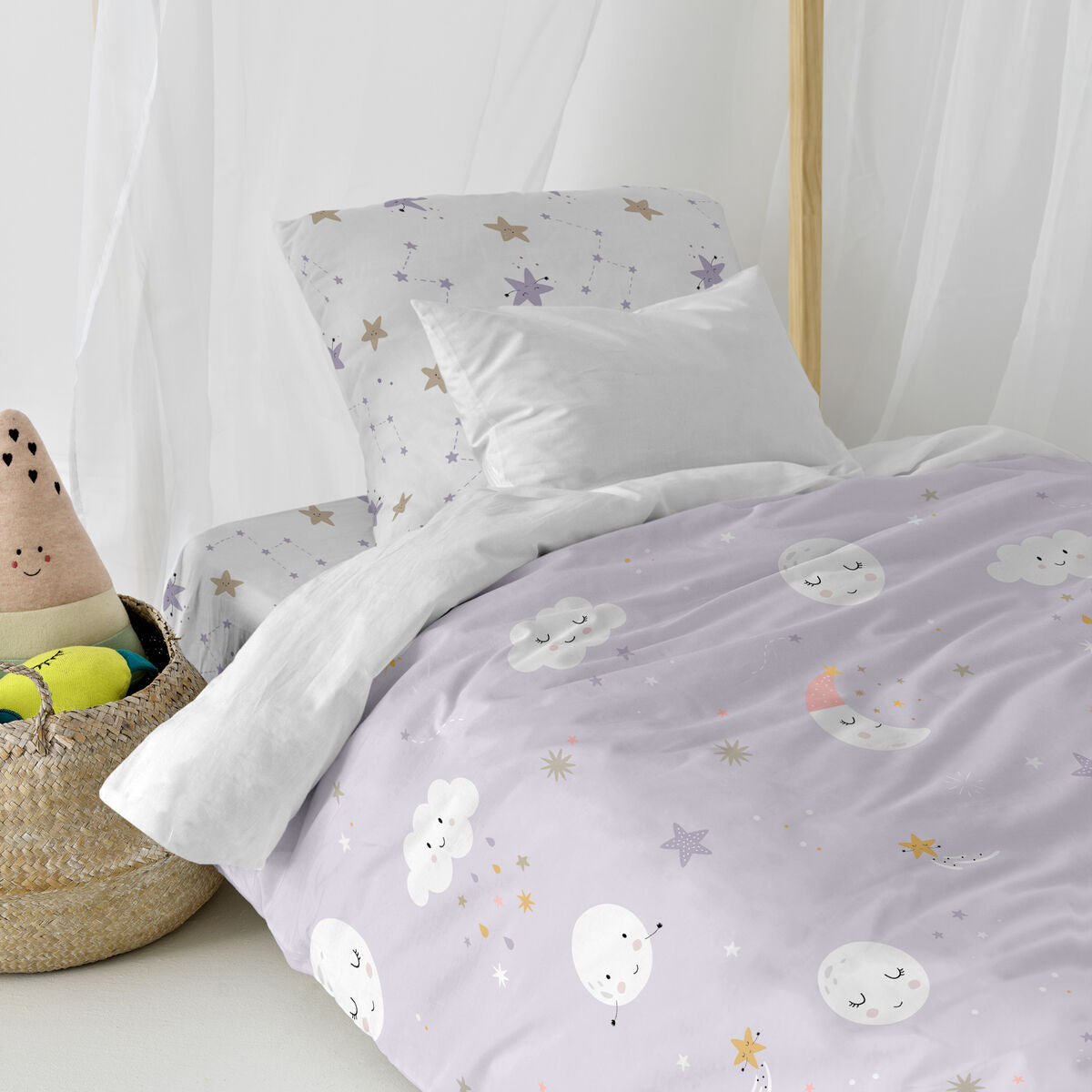 Duvet cover set HappyFriday Moshi Moshi Moons Multicolour Single 2 Pieces