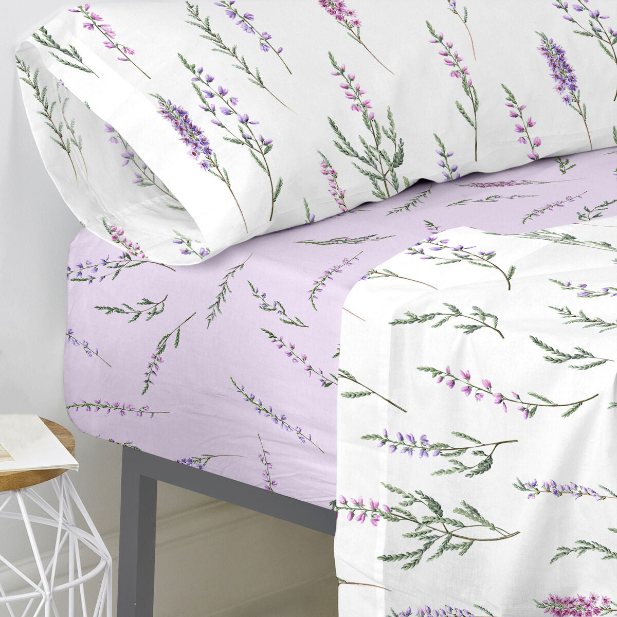 Fitted sheet HappyFriday Lavanda Multicolour 140 x 200 x 32 cm