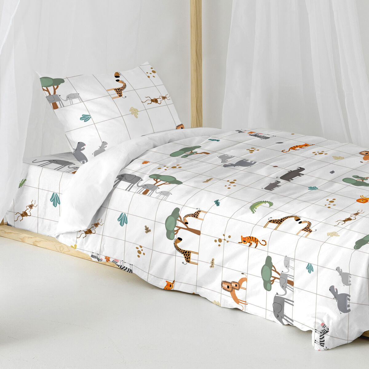 Duvet cover set HappyFriday Mini savanna Multicolour Single 2 Pieces