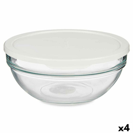 Round Lunch Box with Lid Chefs White 1,135 L 17,2 x 7,6 x 17,2 cm (4 Units) Pasabahce