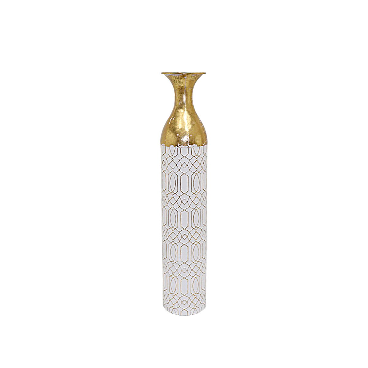 Floor vase Alexandra House Living White Golden Metal 15 x 78 x 15 cm Alexandra House Living