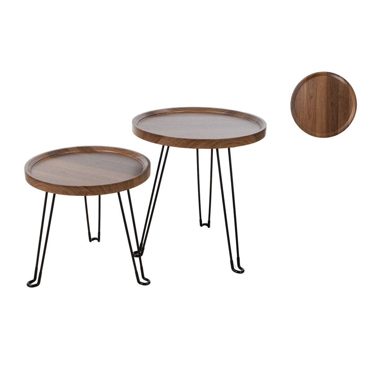 Tables set Romimex Brown Black Wood Metal 2 Pieces