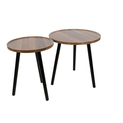 Tables set Romimex Brown Black Wood Metal 2 Pieces