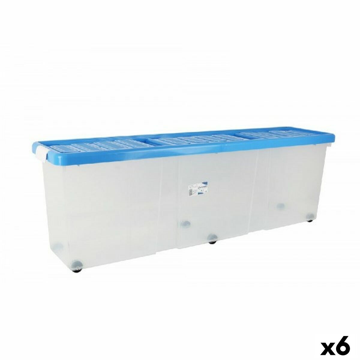 Storage Box with Lid Tontarelli Blue Transparent Plastic 120 x 30 x 39 cm Wheels (6 Units)